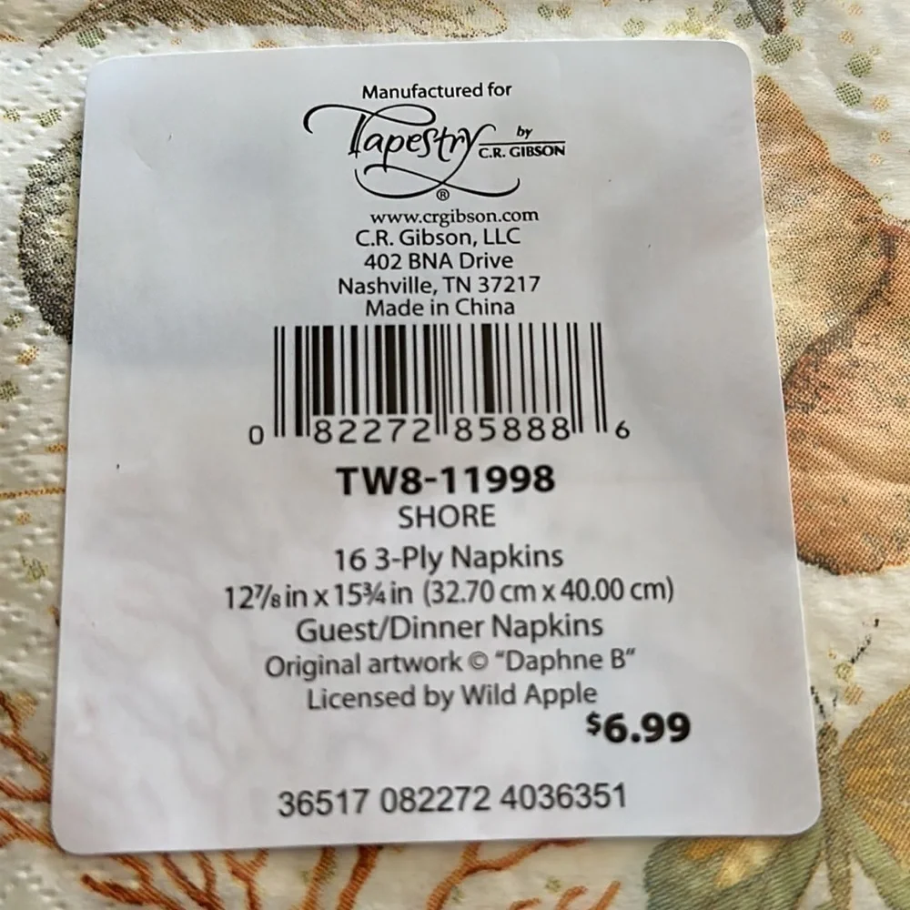 NWT Sea Shore Coastal Beach Bath Napkin Hand Napkin Disposable